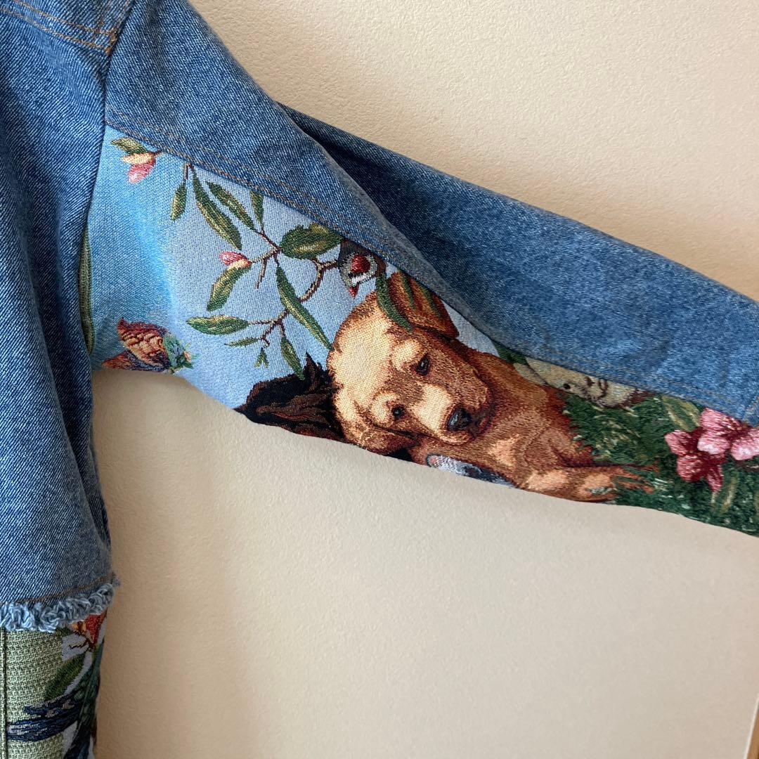 SUMI STYLE ドッキングデニムジャケット ゴブラン織　アニマル　柄