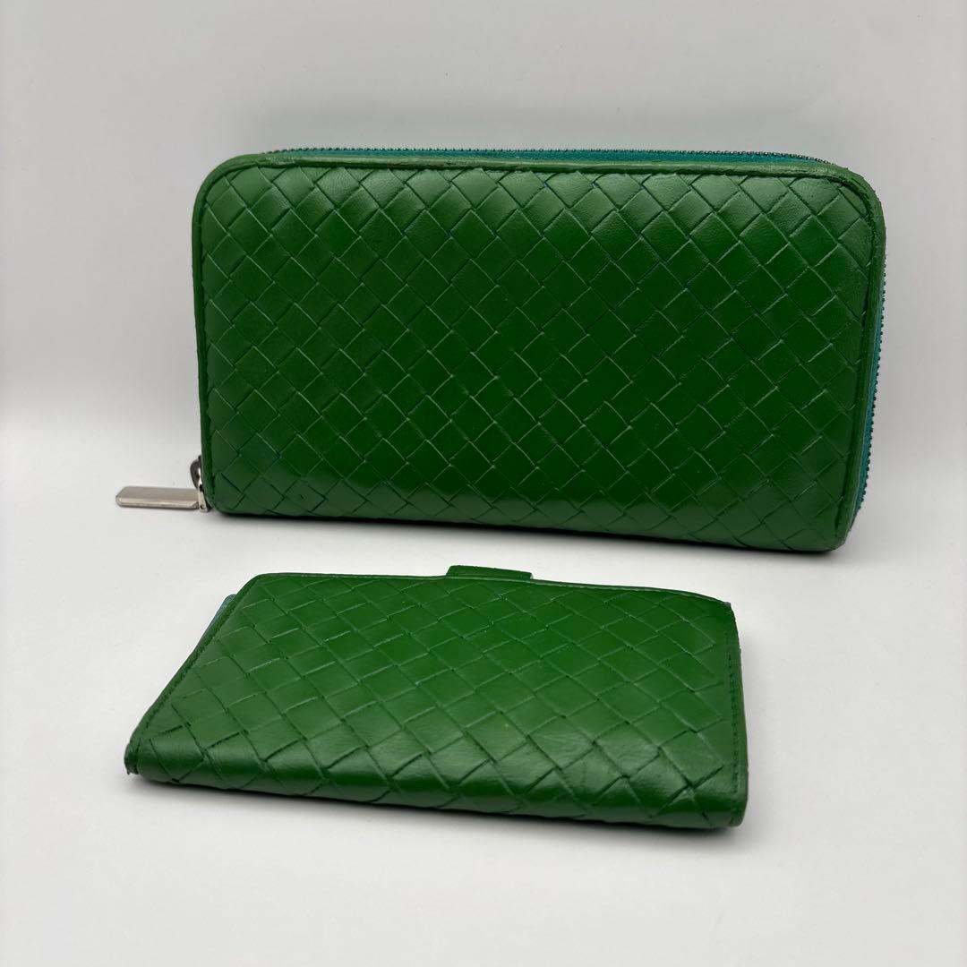 ◆正規品◆ボッティガヴェネタイントレチャート ラウンドファスナー長財布オマケ付き