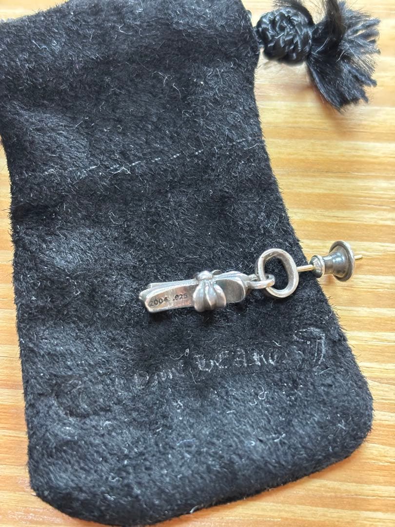 クロムハーツ シルバー925 CHクロスベビーファットドロップイヤリング