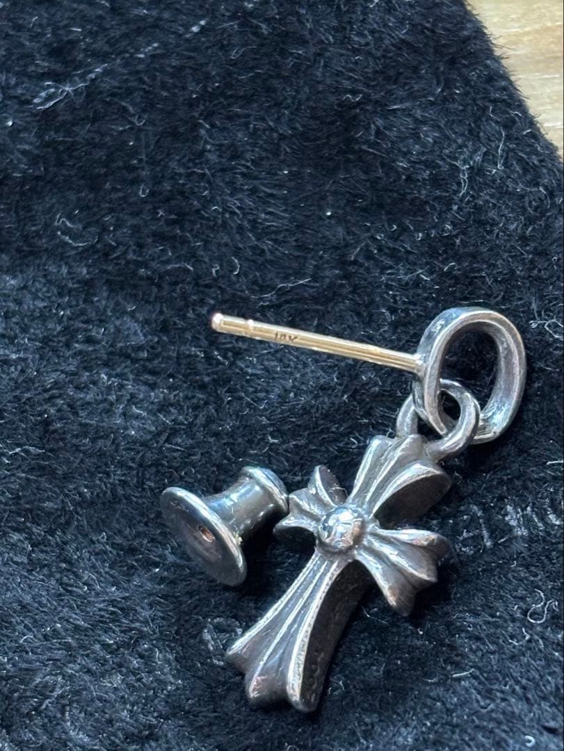クロムハーツ シルバー925 CHクロスベビーファットドロップイヤリング