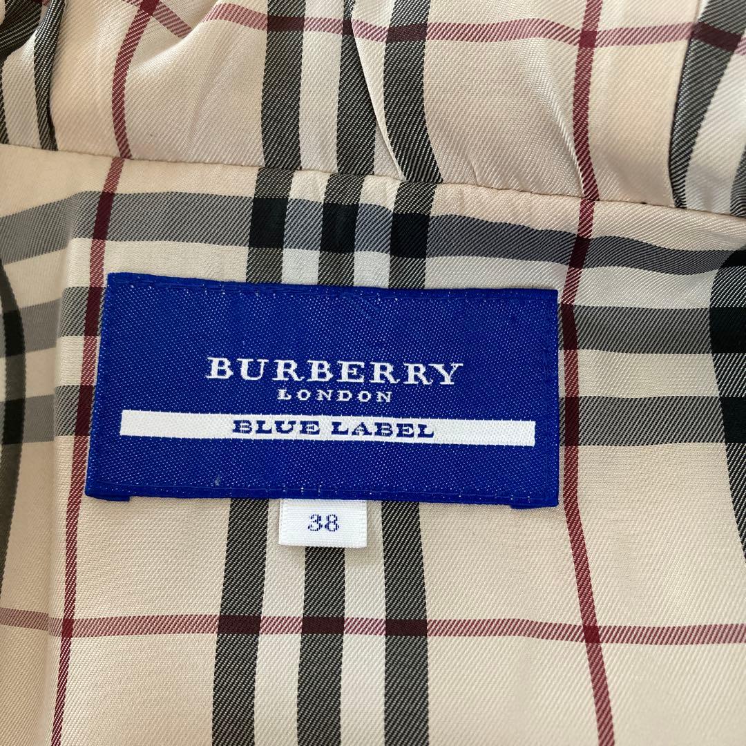 値下げBurbery Blue Label ベージュ チェック柄フードコート38