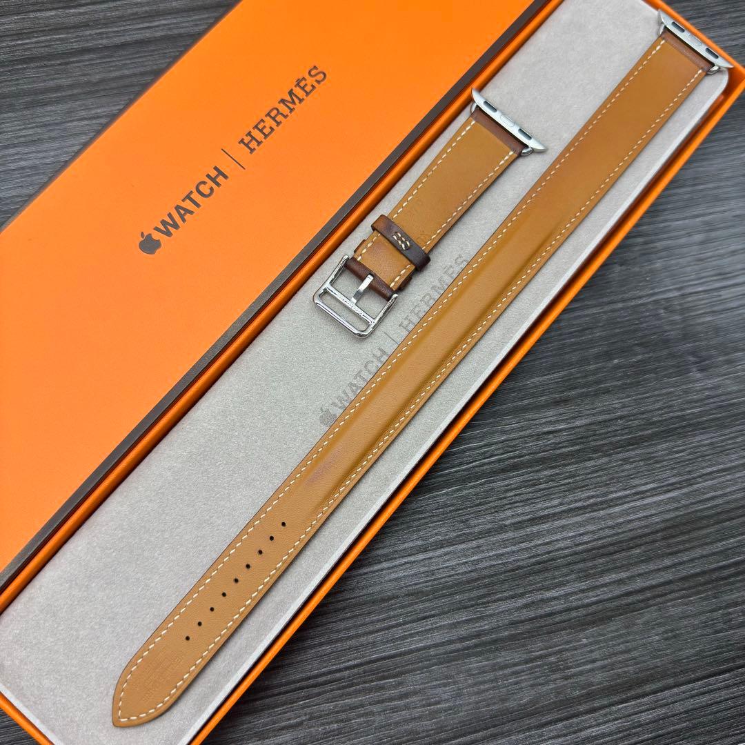 2869 Apple Watch エルメス　ブラウン　ドゥブルトゥール　二重