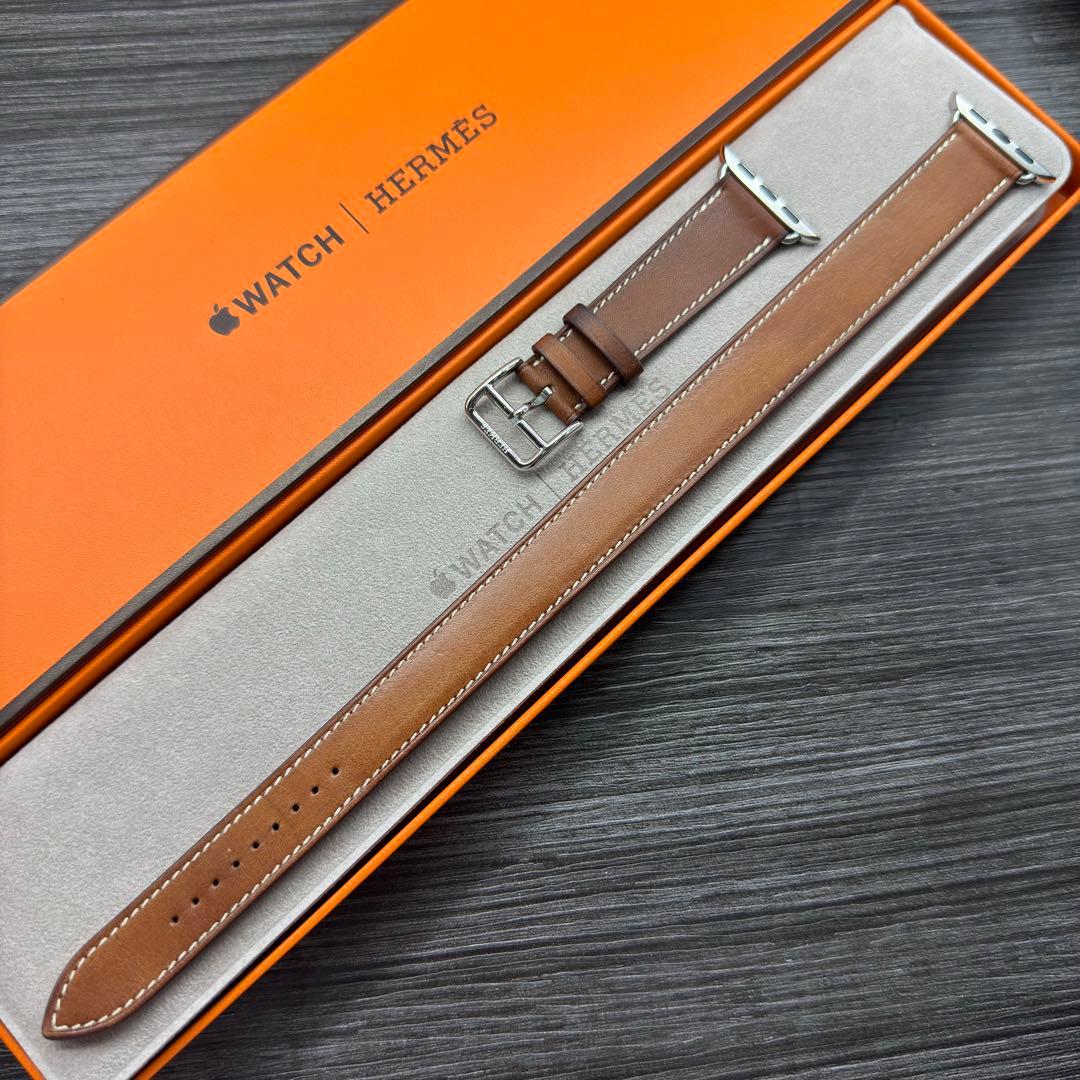2869 Apple Watch エルメス　ブラウン　ドゥブルトゥール　二重