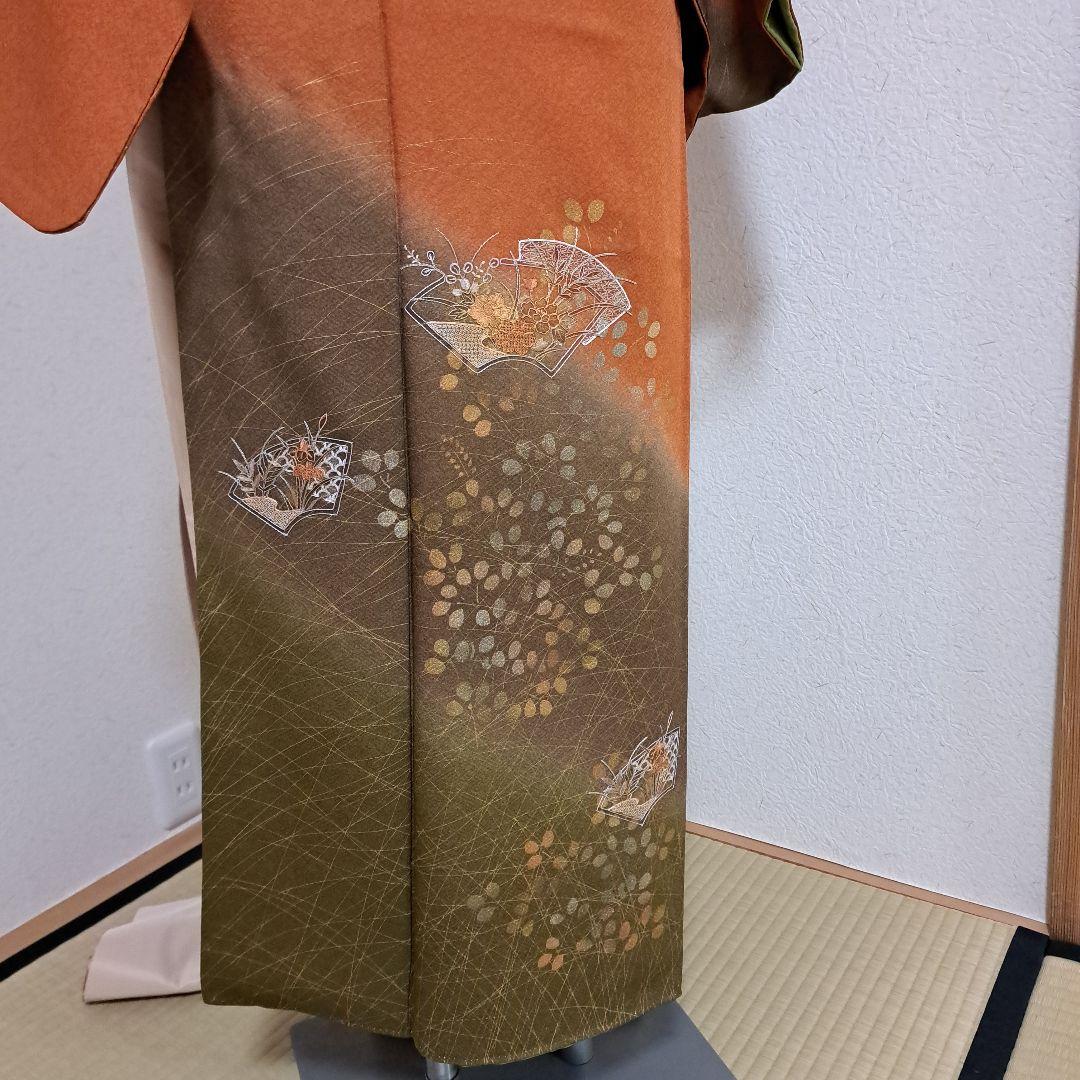 サンヒストリー　訪問着　+正絹長襦袢　スワトウ刺繍　裄64 肩身丈152