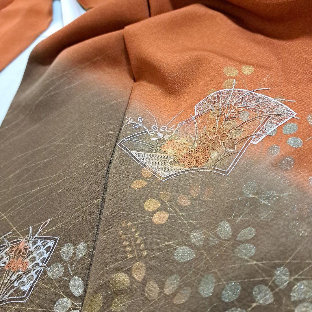 サンヒストリー　訪問着　+正絹長襦袢　スワトウ刺繍　裄64 肩身丈152