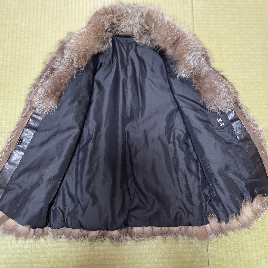 女優襟 シルバーフォクス 11号 肉厚 本物 リアルファーコート