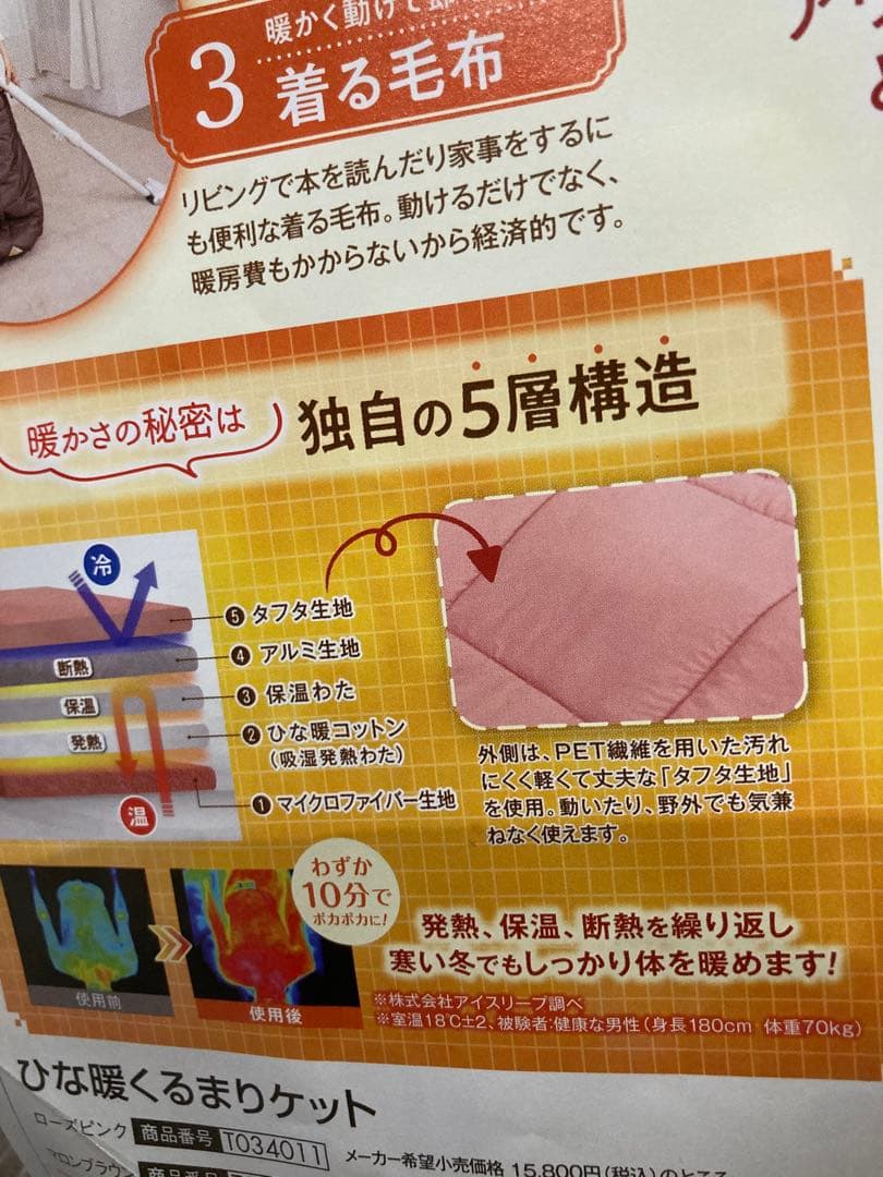 ひな暖4WAY仕様 着る毛布 ピンク