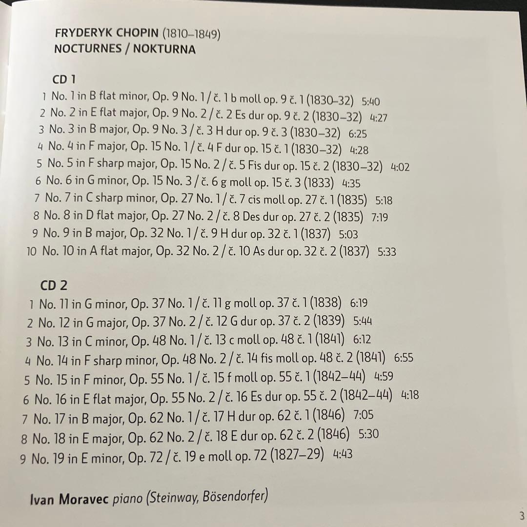 【売約済】モラヴェッツ／ショパン：夜想曲(ノクターン)全集（19曲）　2CD