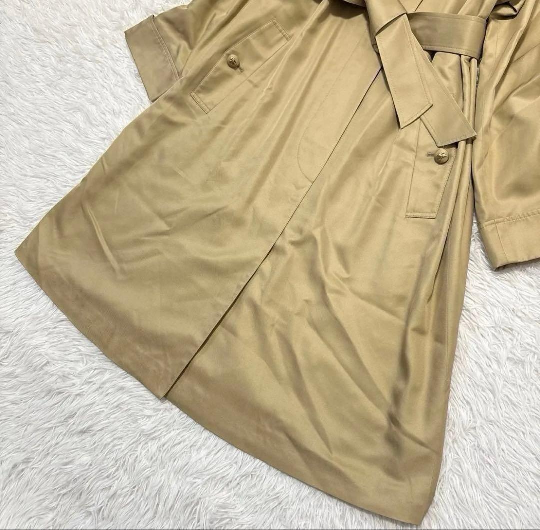 バーバリーズ シルク100% スカーフ柄 ステンカラーコート 紐ベルト付き Ｍ