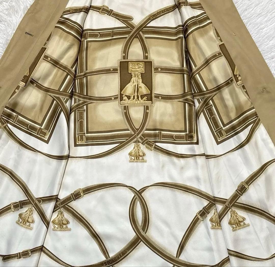 バーバリーズ シルク100% スカーフ柄 ステンカラーコート 紐ベルト付き Ｍ