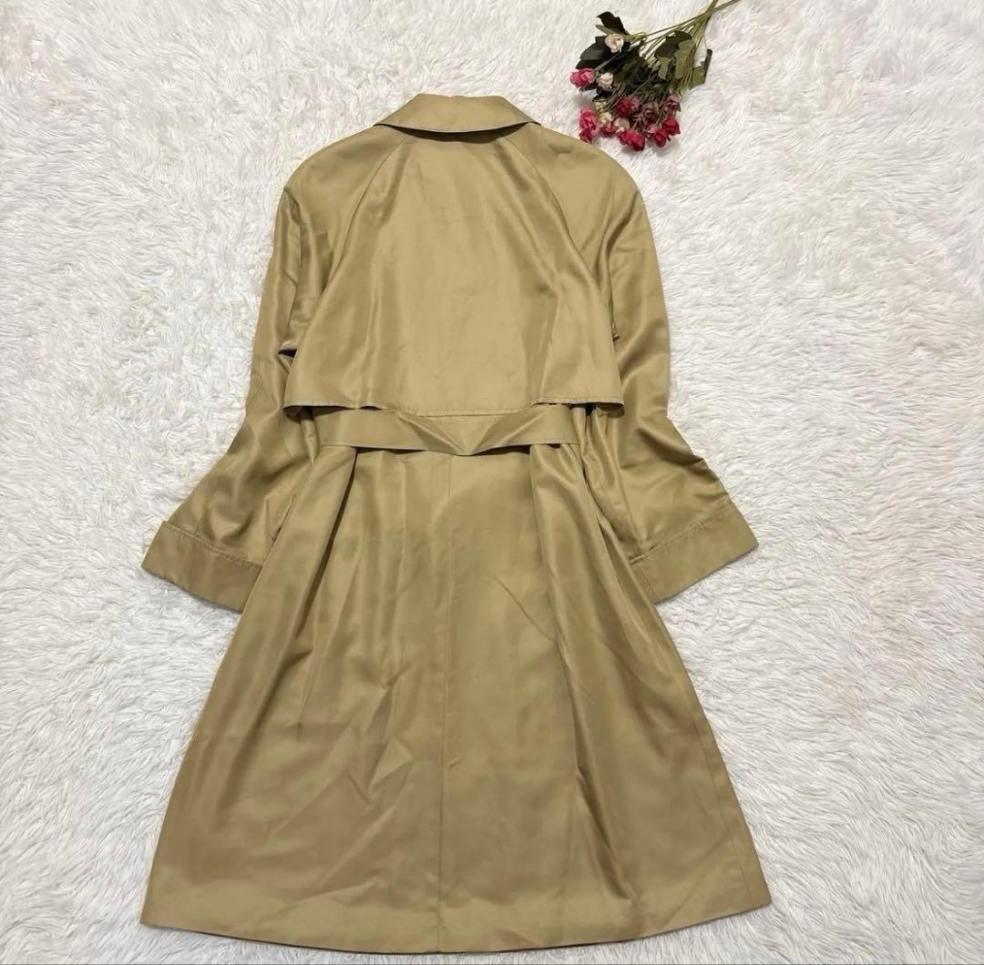 バーバリーズ シルク100% スカーフ柄 ステンカラーコート 紐ベルト付き Ｍ