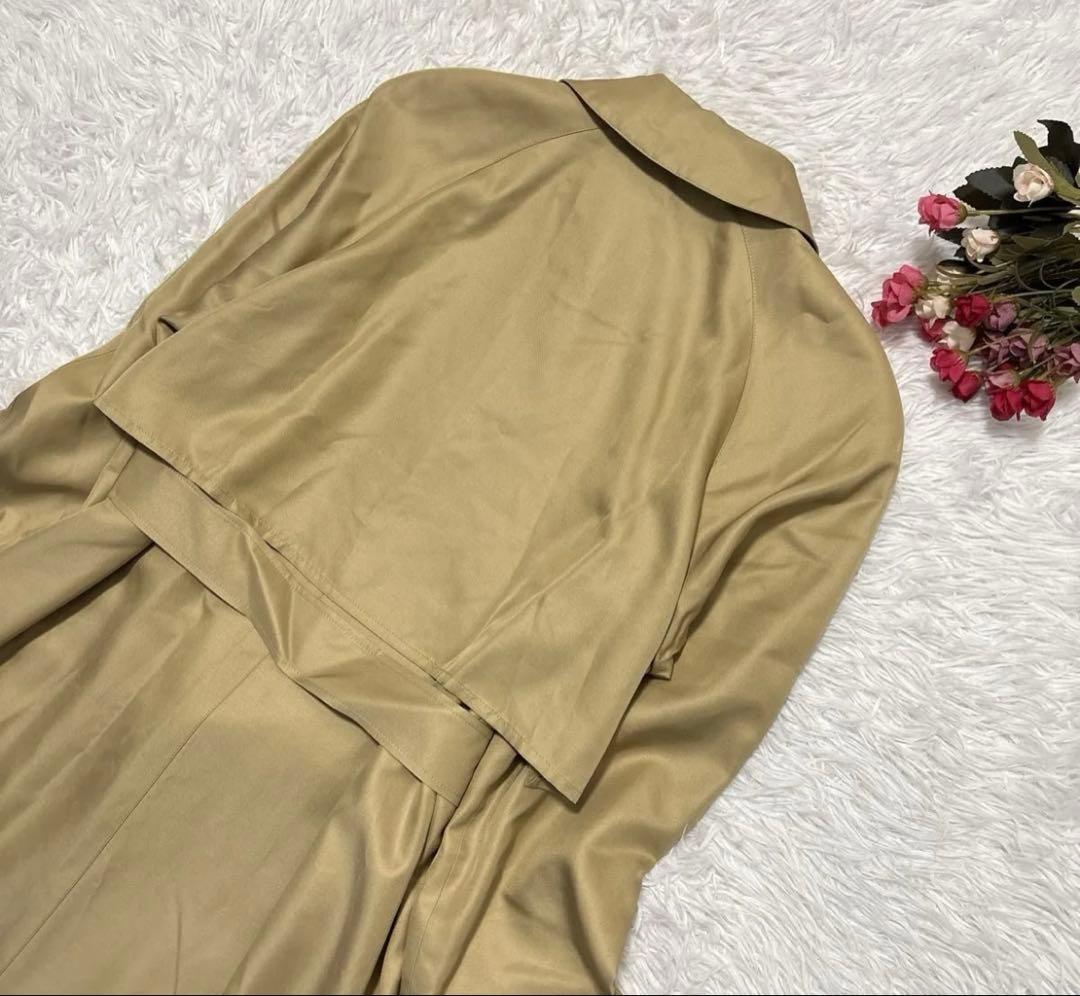 バーバリーズ シルク100% スカーフ柄 ステンカラーコート 紐ベルト付き Ｍ