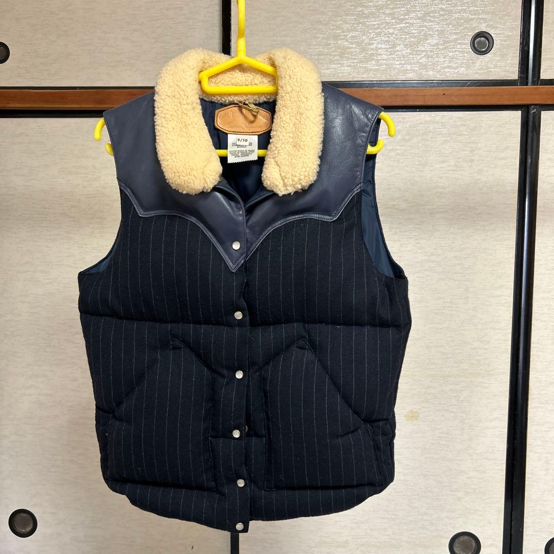 ロッキーマウンテン　ネイビー ストライプ ダウンベスト 9/10 Ｓサイズ　美品