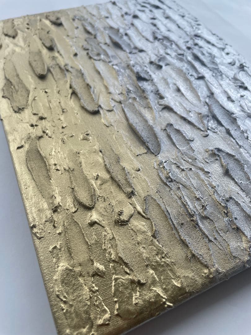 TAKU様用｜2枚｜ゴールド×シルバーテクスチャーアート｜ゴールド円形｜抽象画