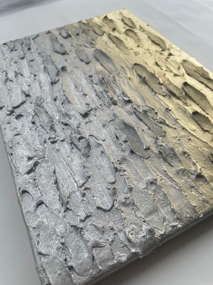 TAKU様用｜2枚｜ゴールド×シルバーテクスチャーアート｜ゴールド円形｜抽象画