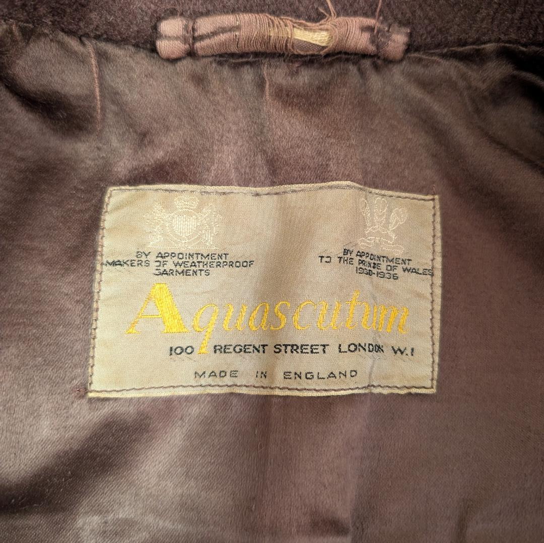 Aqascutum　希少40sダブルワラント　肉厚ウールコート　ブラウン系