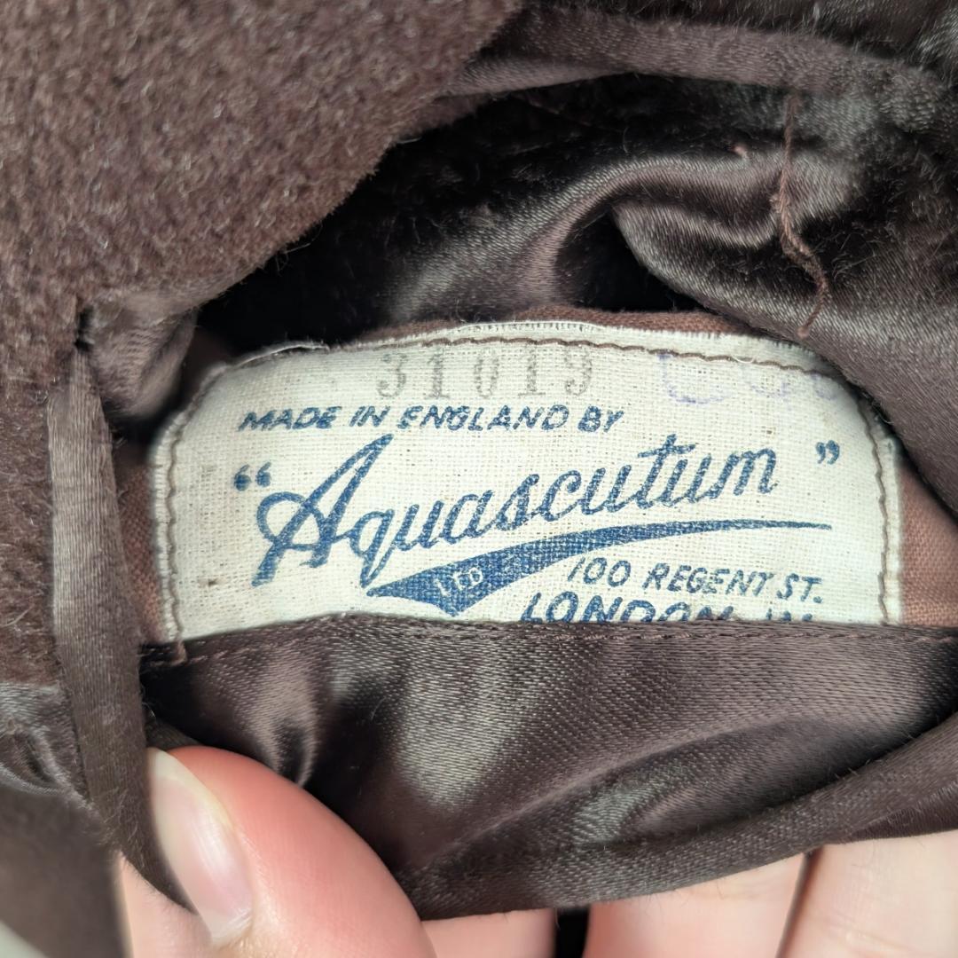 Aqascutum　希少40sダブルワラント　肉厚ウールコート　ブラウン系