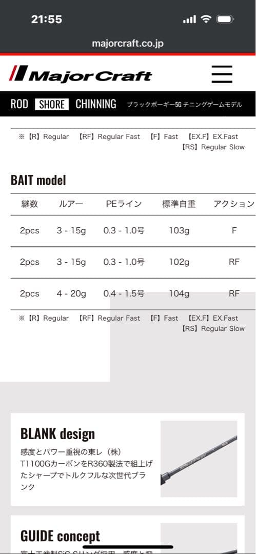 メジャークラフト　ブラックポーギー5Ｇ　782Ｍ　ベイトモデル