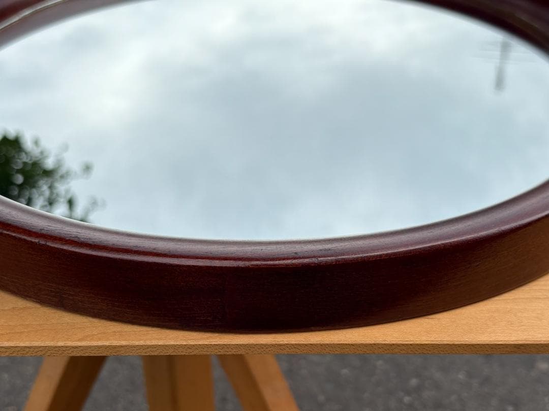 秋田木工 ウォールミラー 壁掛け 鏡 丸型 直径約40ｃｍ 曲木 柳宗理