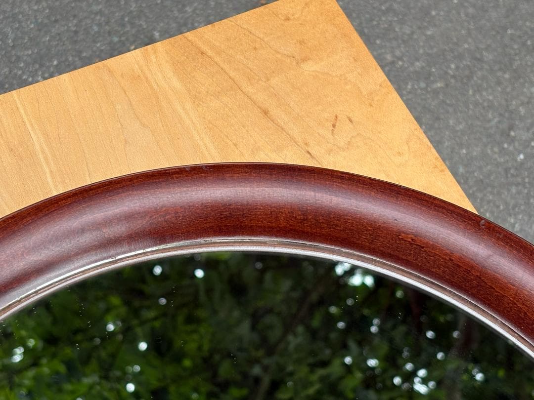 秋田木工 ウォールミラー 壁掛け 鏡 丸型 直径約40ｃｍ 曲木 柳宗理