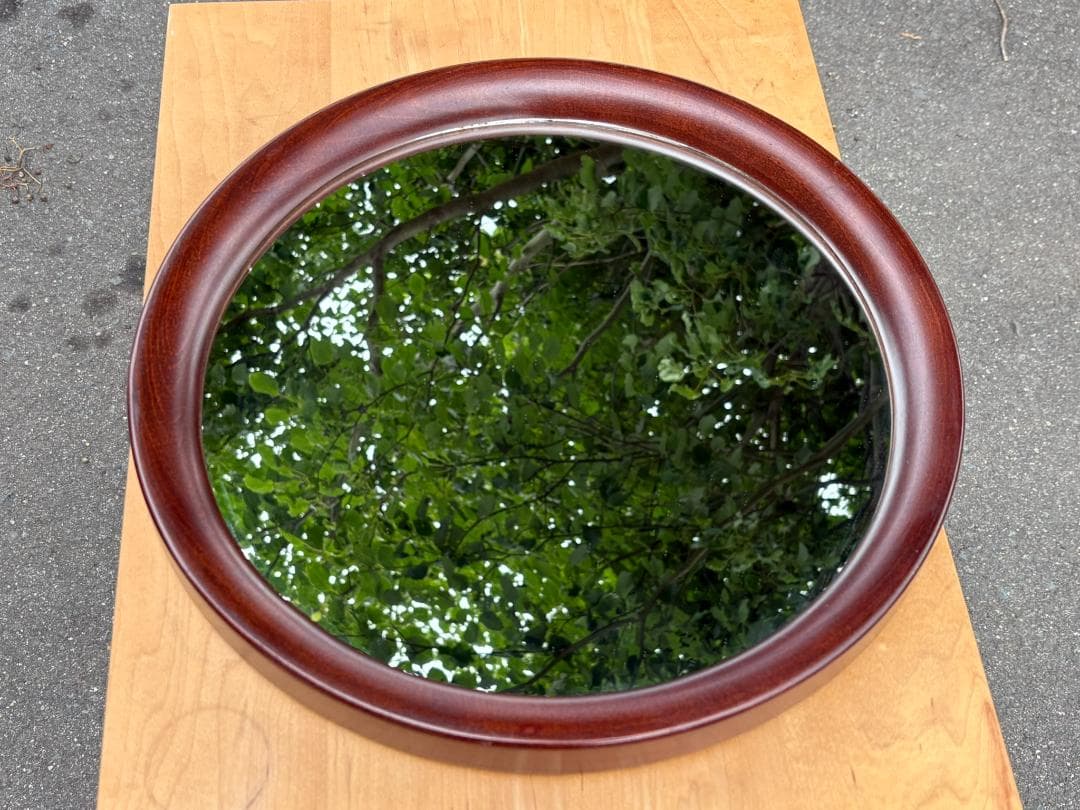 秋田木工 ウォールミラー 壁掛け 鏡 丸型 直径約40ｃｍ 曲木 柳宗理