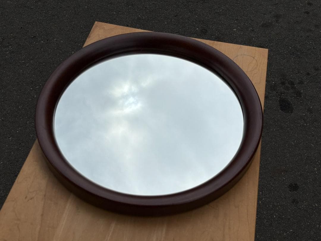 秋田木工 ウォールミラー 壁掛け 鏡 丸型 直径約40ｃｍ 曲木 柳宗理
