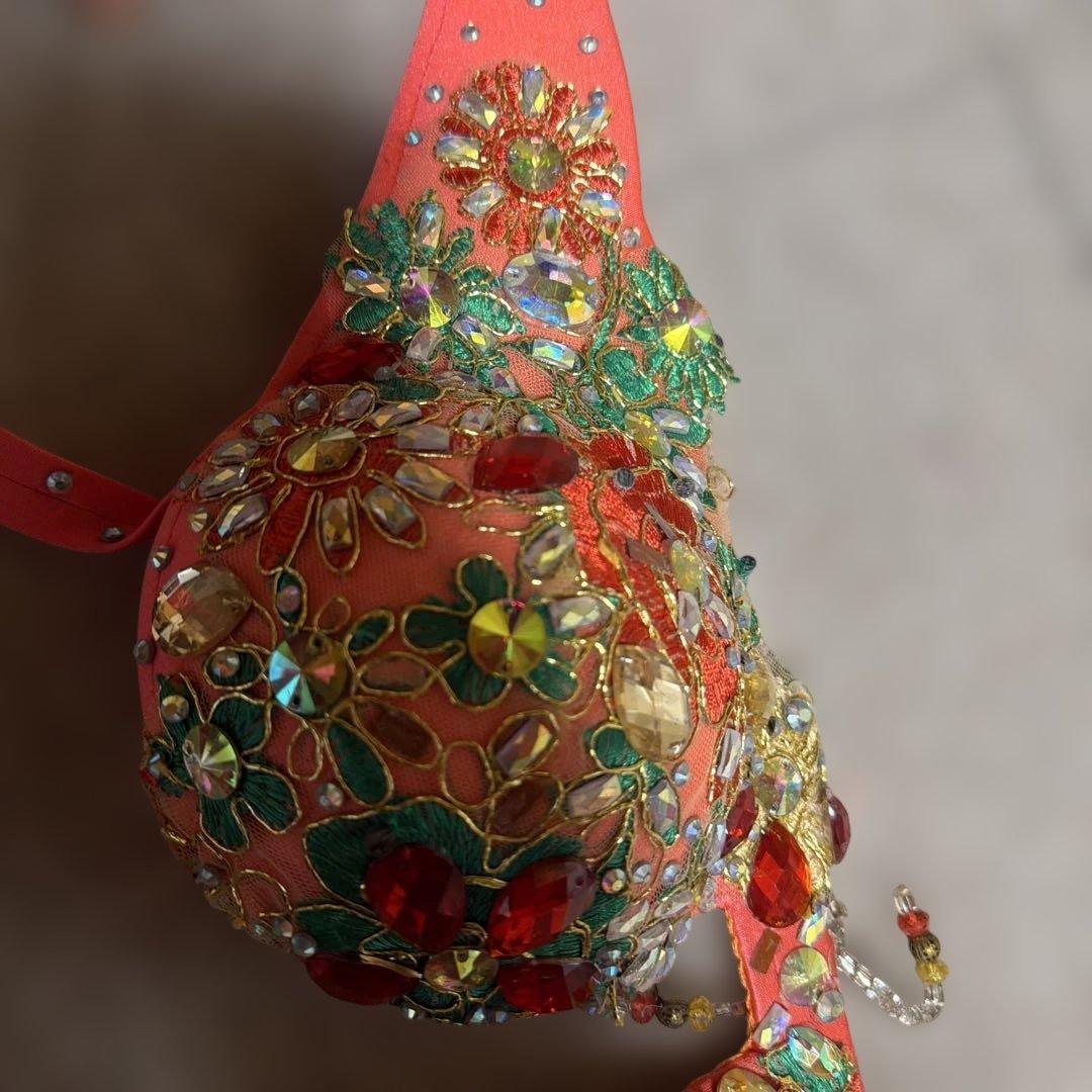 ベリーダンス用コーラルピンクブラ