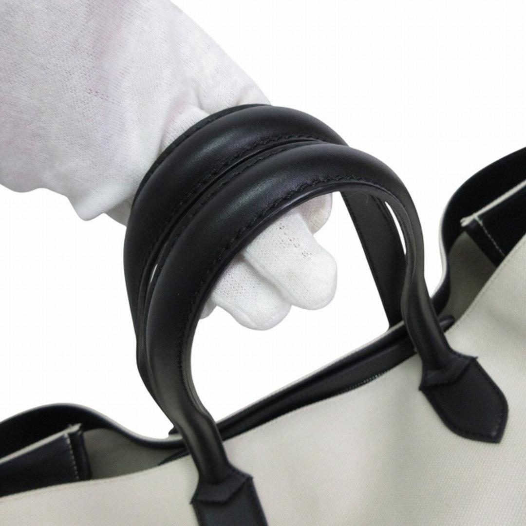 バーバリー BURBERRY ディールコットンブレンド トートホワイト×ブラック