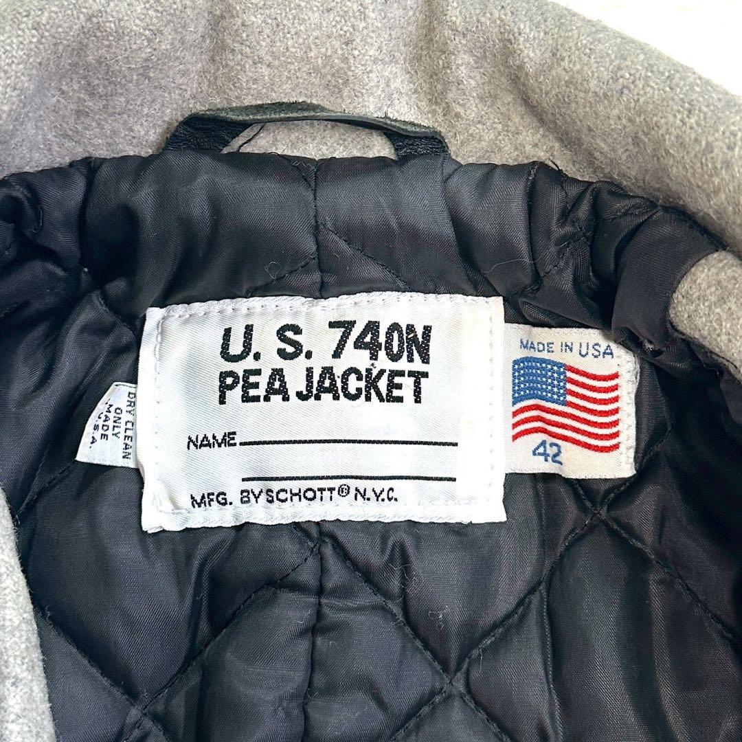 希少42サイズ ショット 740N ピーコート USA製 グレー XL相当