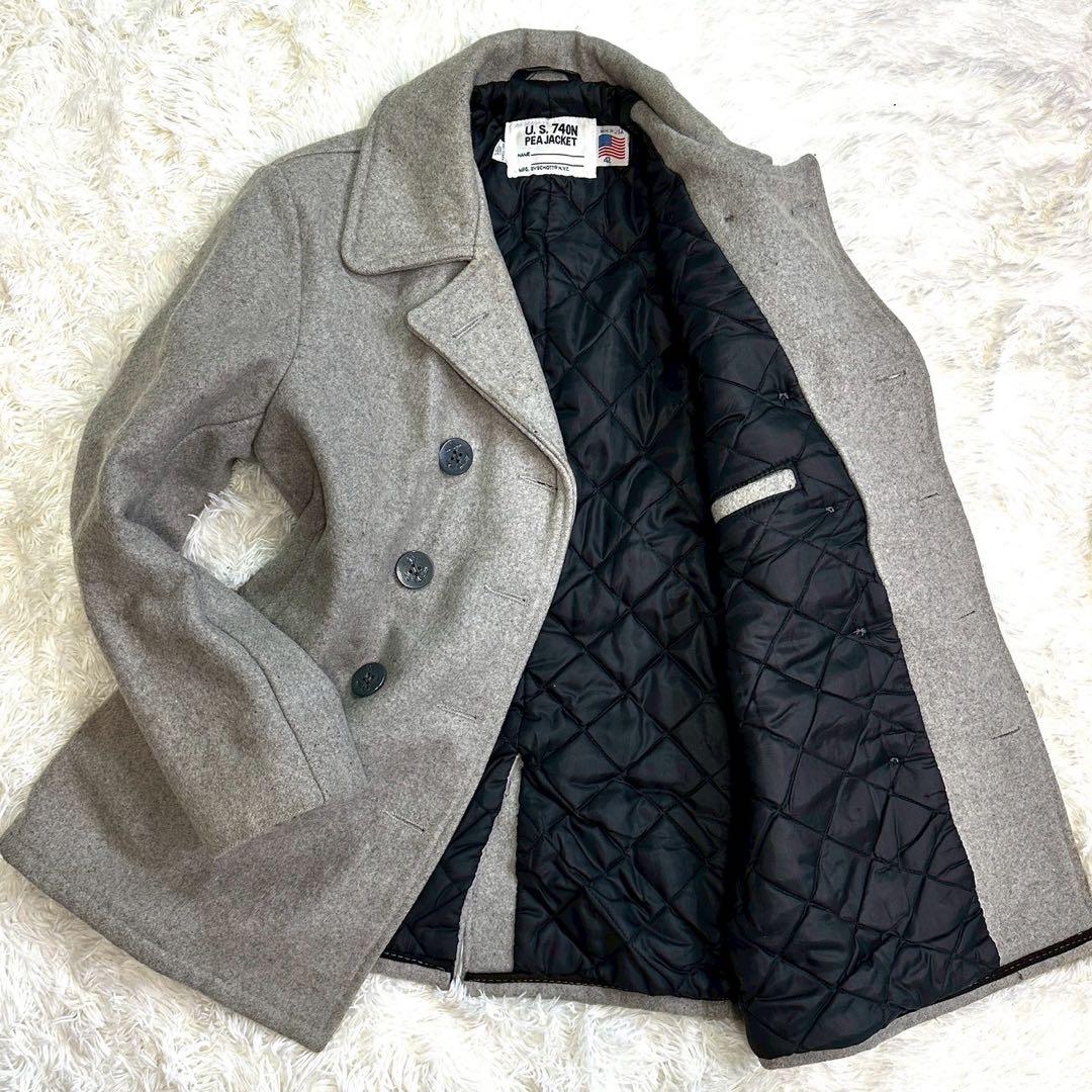 希少42サイズ ショット 740N ピーコート USA製 グレー XL相当