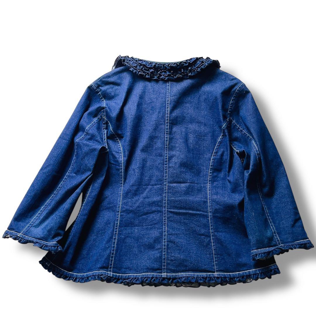 【Lサイズ】PINK HOUSE ピンクハウス フリル ショート丈 Gジャン 紺