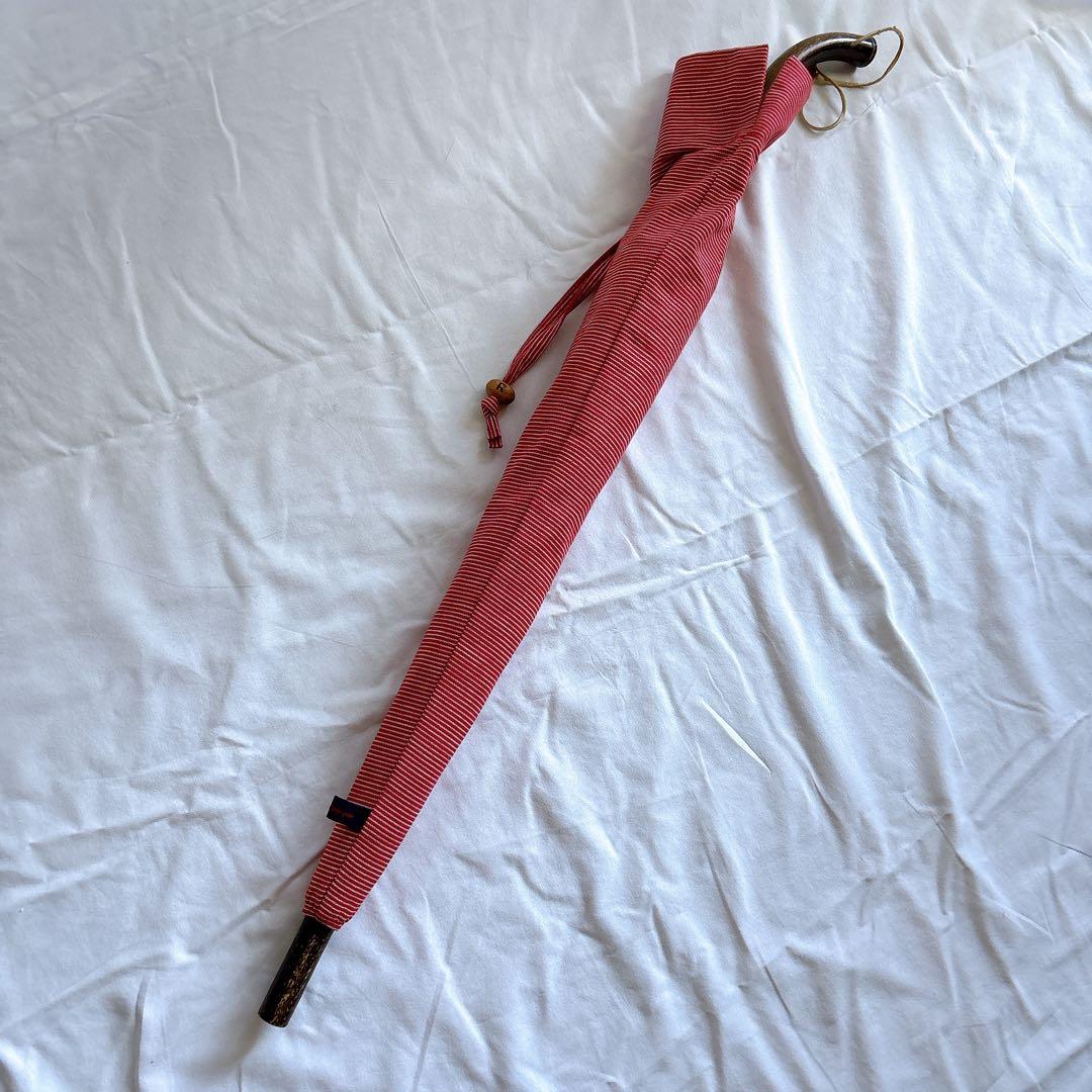 45R 45rpm 日傘 ケース付き ヒッコリー　RED 赤　ストライプ　長傘