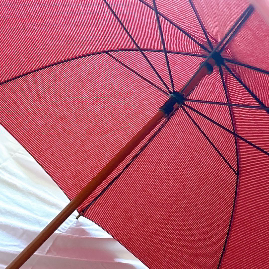 45R 45rpm 日傘 ケース付き ヒッコリー　RED 赤　ストライプ　長傘