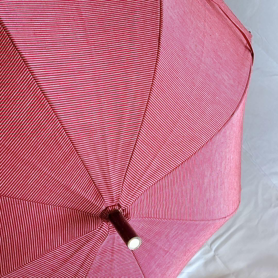 45R 45rpm 日傘 ケース付き ヒッコリー　RED 赤　ストライプ　長傘