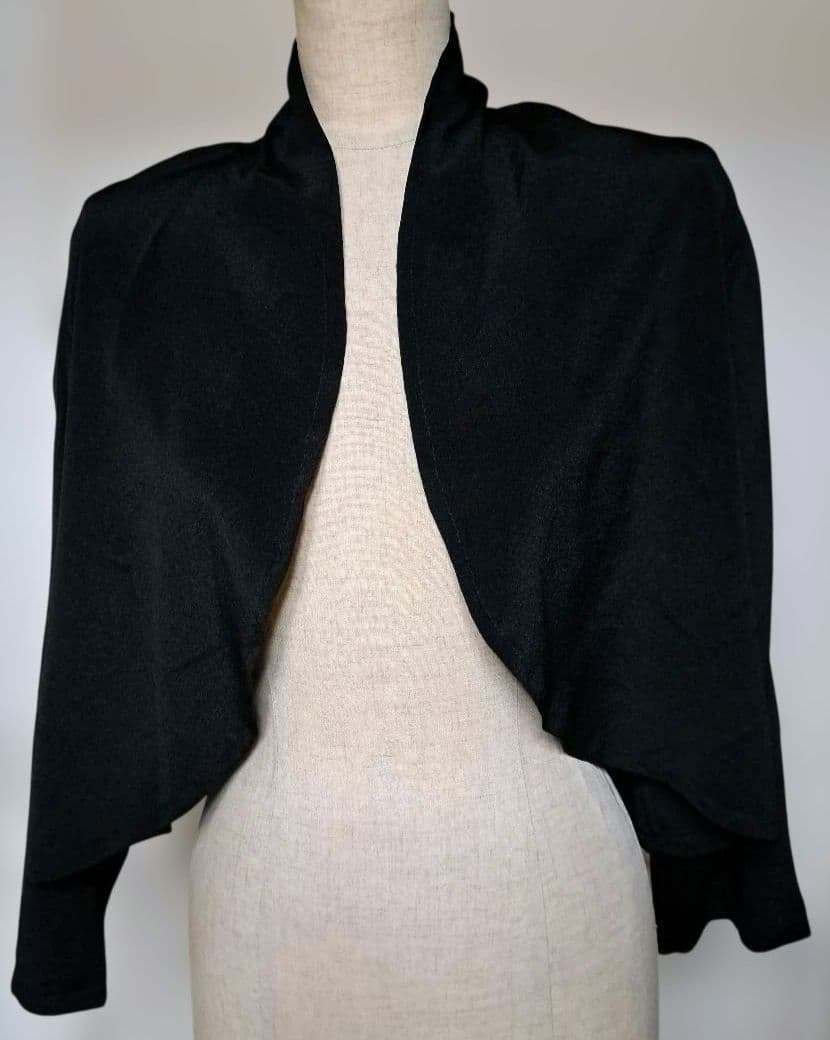 留袖 リメイクボレロ付きロングドレス　鶴と雲模様