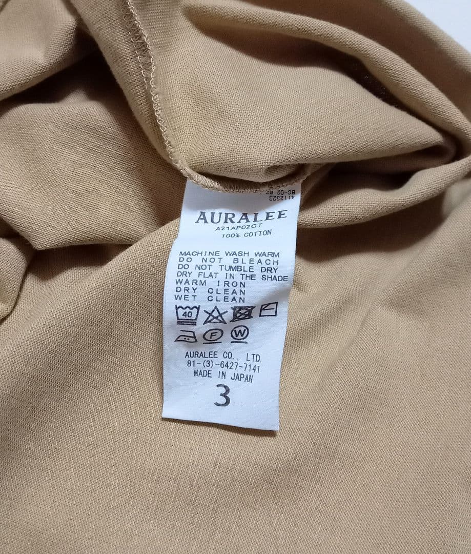 トップス AURALEE LUSTER PLAITING HI NECK L/S TEE