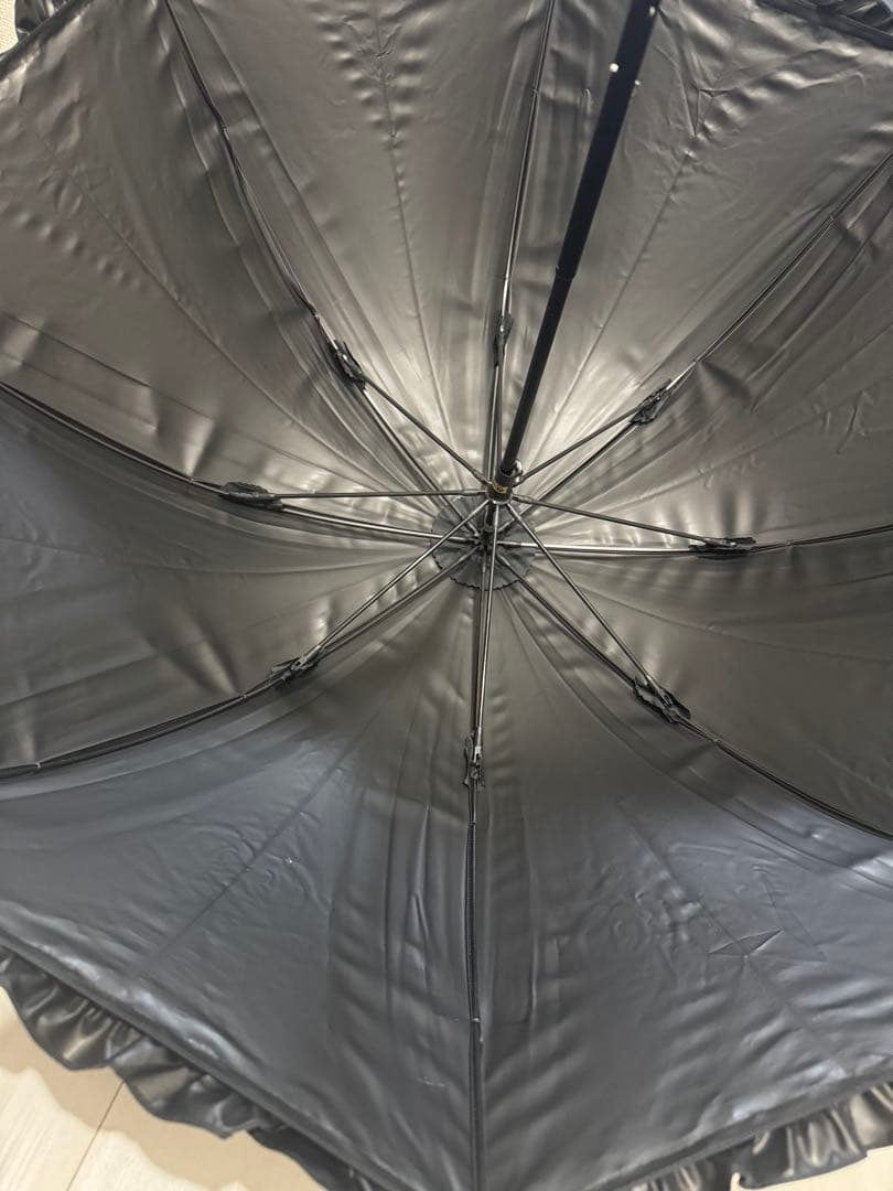 芦屋ロサブラン 完全遮光日傘 ショートサイズ シングル フリル ブラック