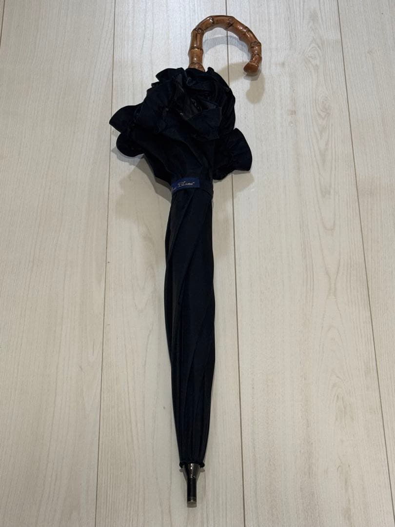 芦屋ロサブラン 完全遮光日傘 ショートサイズ シングル フリル ブラック