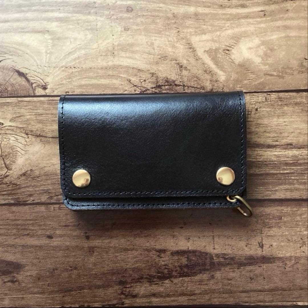 【やかん】ミドルトラッカーウォレット茶芯ブラック【お札を折らずに収納】