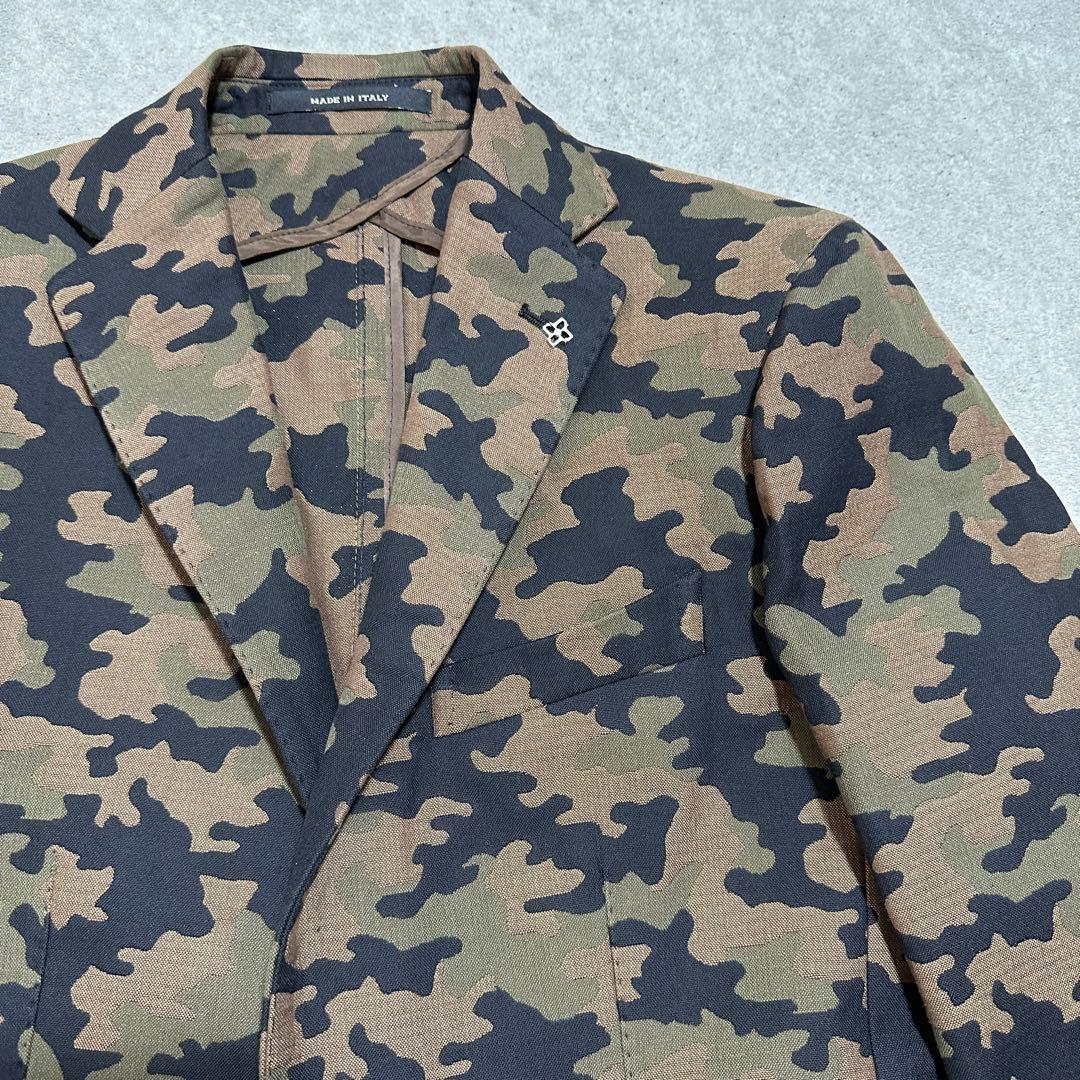 新品・ブートニエール付✨　44(S) 迷彩　タリアトーレ　アンコンジャケット　茶