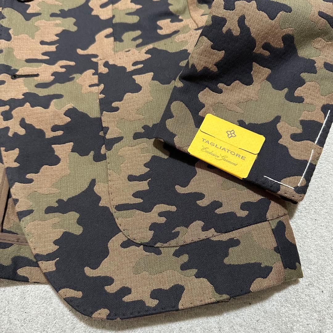新品・ブートニエール付✨　44(S) 迷彩　タリアトーレ　アンコンジャケット　茶
