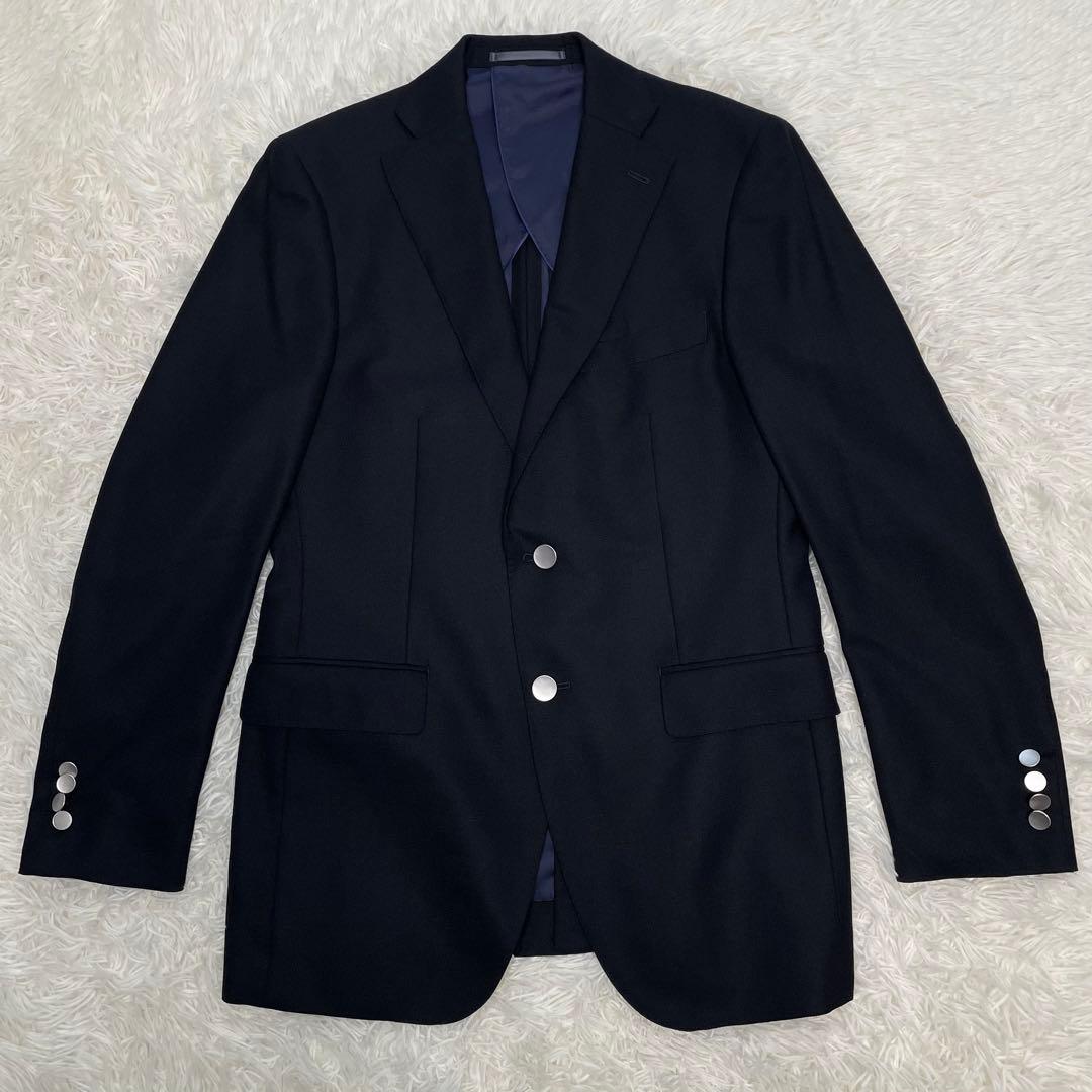 【美品】バーニーズニューヨーク テーラードジャケット ダークネイビー 銀ボタン