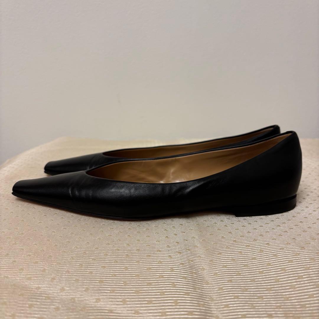 美品☆ペリーコ ダマ フラットパンプス 38 黒 レザー スクエアトゥ 革靴