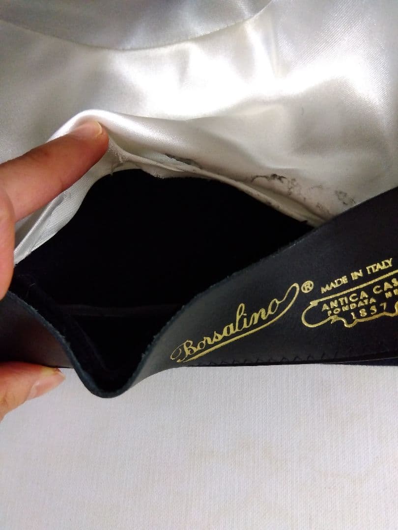 ボルサリーノ 中折れハット ラビットファー　ネイビー　目立った汚れなし