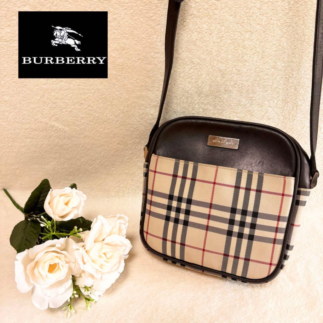 BURBERRY ノバチェック柄 ショルダーバッグ キャンバス/ レザー