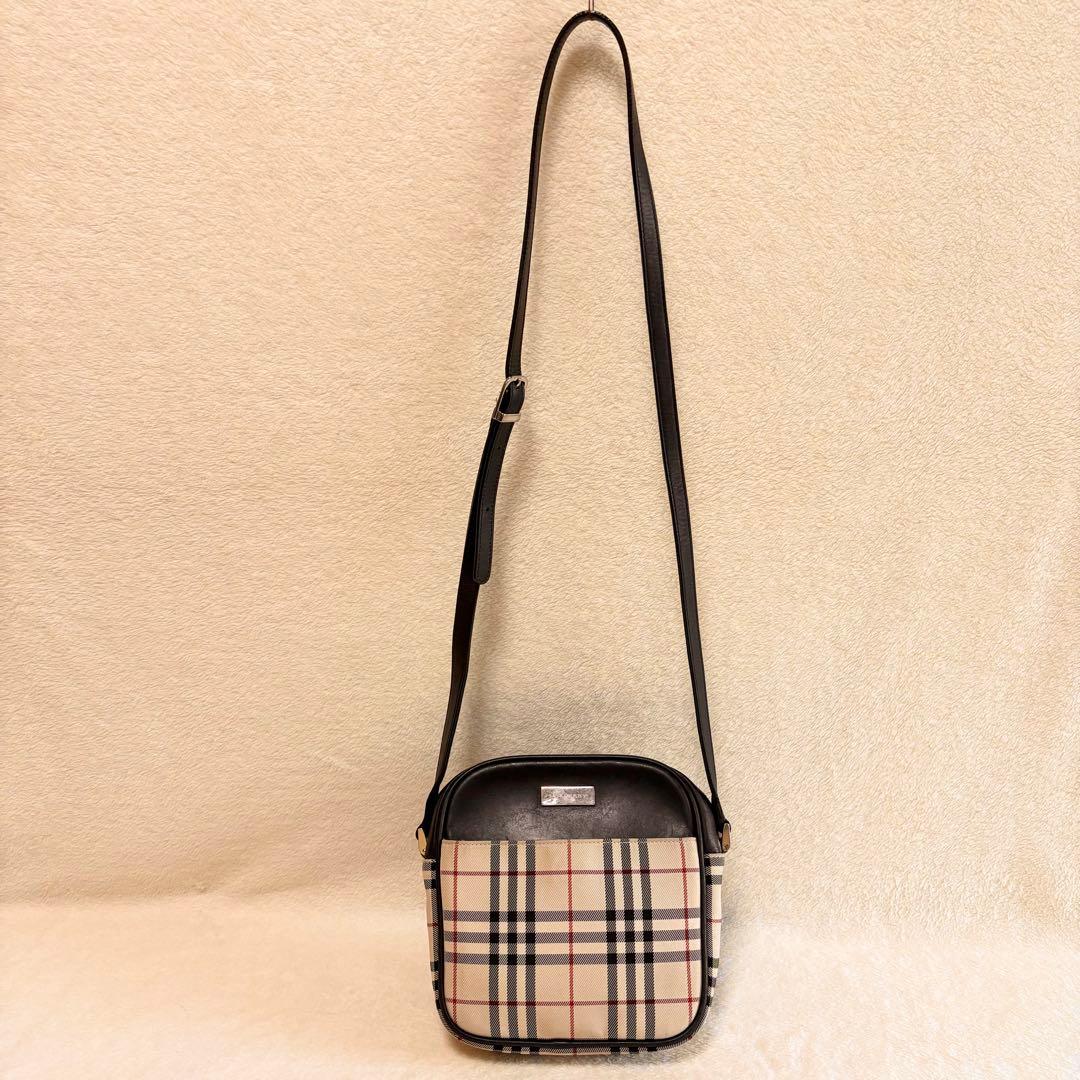 BURBERRY ノバチェック柄 ショルダーバッグ キャンバス/ レザー