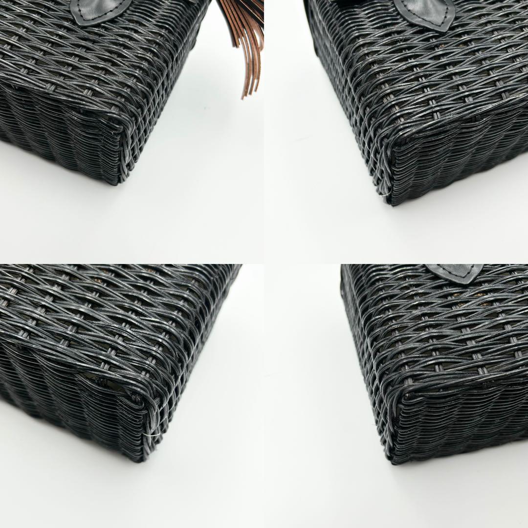 希少✨ カービングトライブス かごバック ラタン 黒 ターンロック タッセル