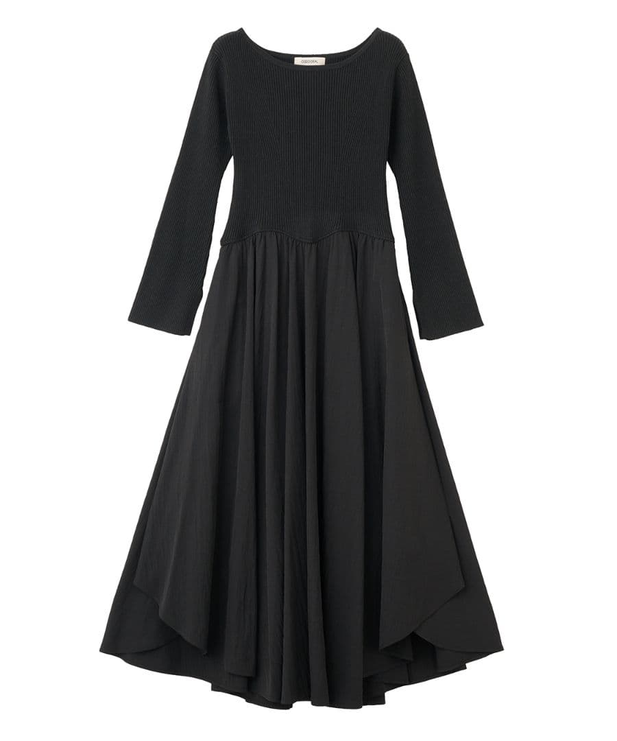ココディール　ペタルヘムスカートドッキングニットワンピース
