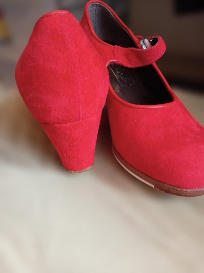 フラメンコシューズ レッド 5 中ヒール
