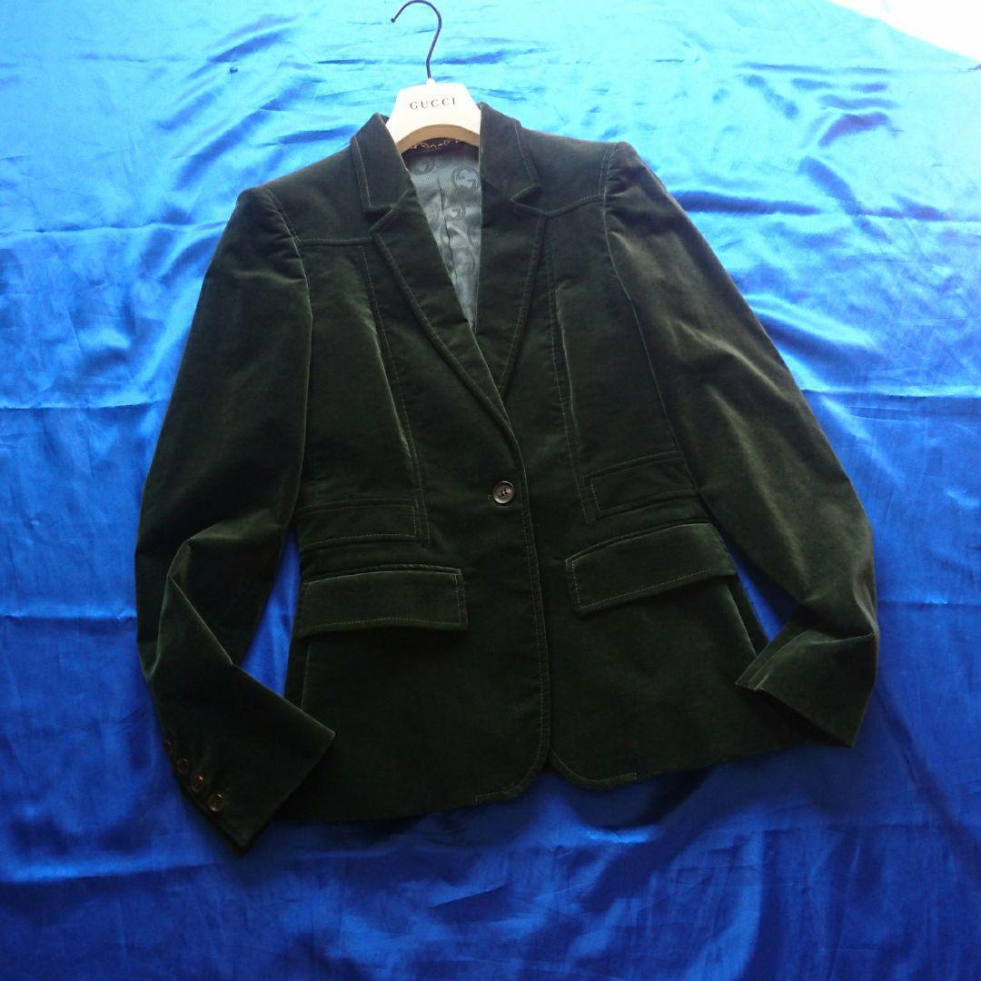 大人クール♪正規品グッチGUCCI　テーラードジャケット　グリーン系　４４サイズ